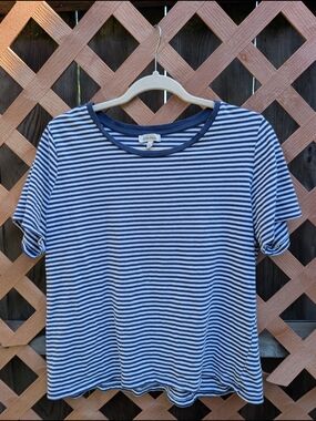 Ella Moss Navy and White Striped Tee